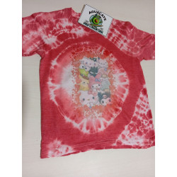 Camiseta Hello Kitty Niña – Tie Dye Rojo/Blanco con Sublimado